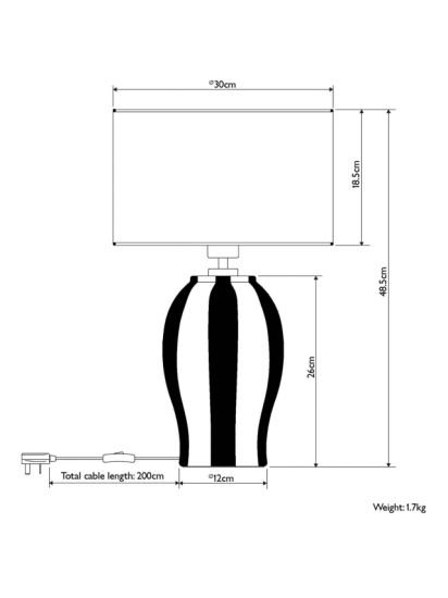 Striped Ceramic Table Lamp, Teal/Sophia Green
