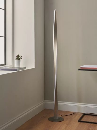 Twist LED Floor Lamp, Brushed Aluminium