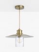 Metal & Glass Pendant Ceiling Light, Antique Brass